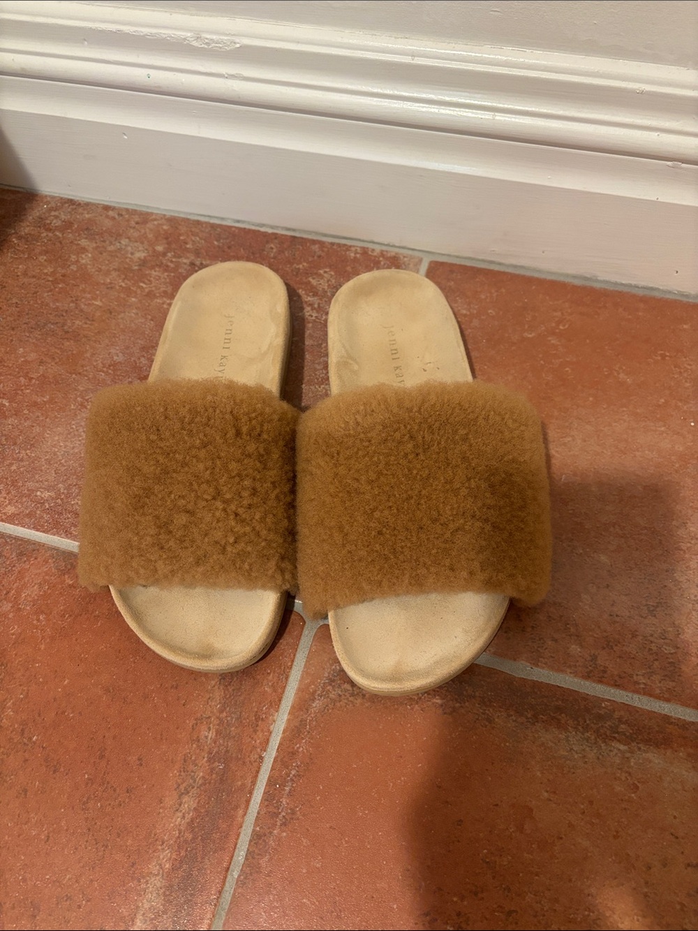 Jenni Kayne Chestnut Shearling Slide Sandals